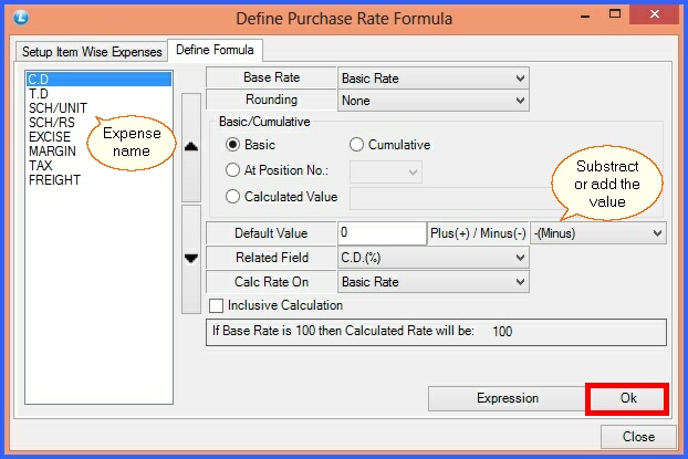 fmcg pur vocher define rate formulas 33